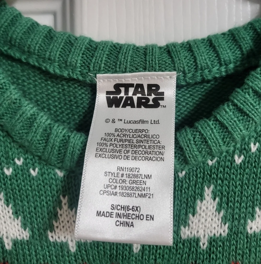 Star Wars Girls Baby Yoda Green Holiday Dress Size 6-6X